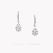 Carave Paris Pear Halo Diamond Drop Earrings