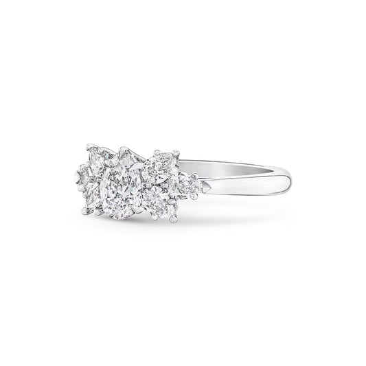 Carave Paris Pear Shaped Cluster Diamond Engagement Ring