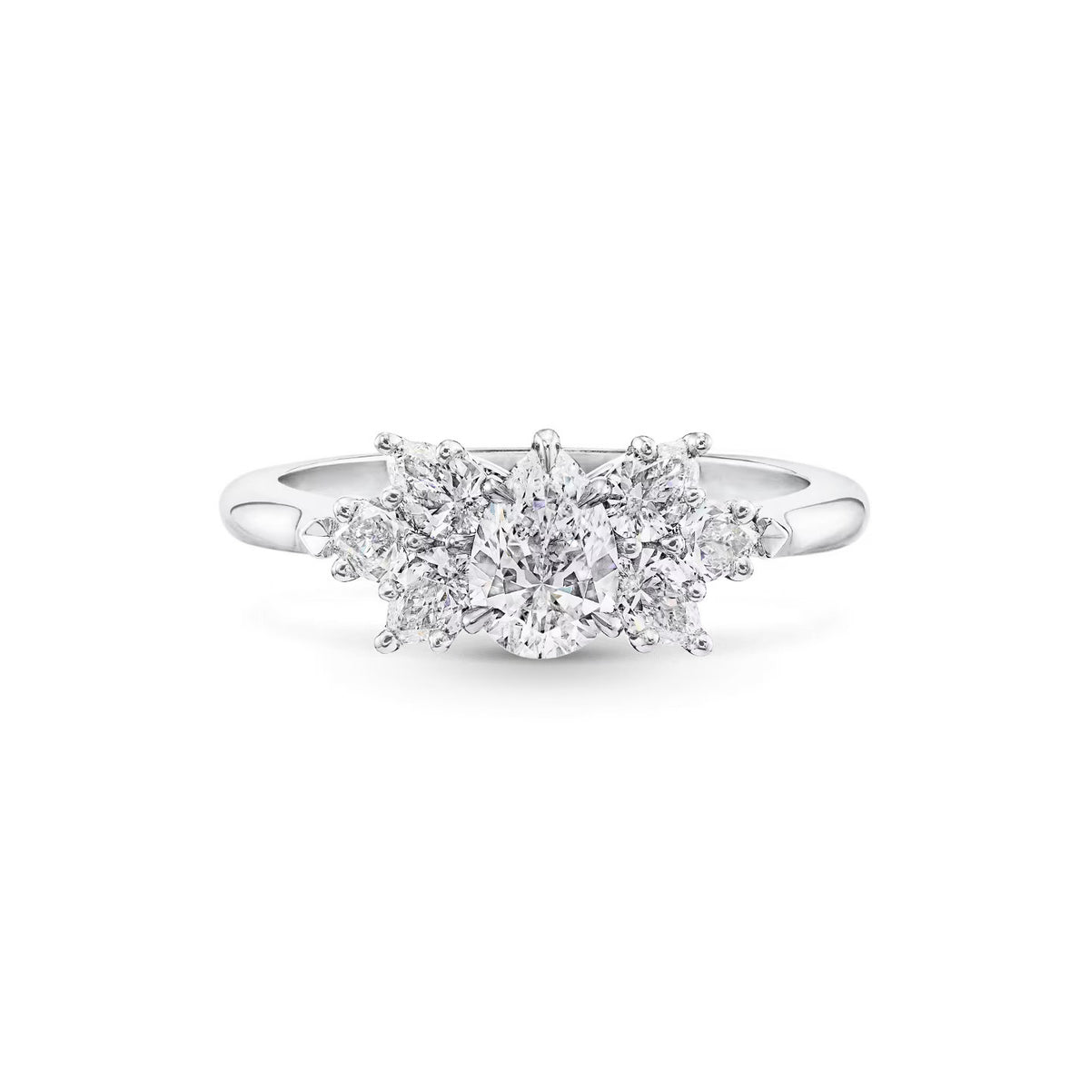 Carave Paris Pear Shaped Cluster Diamond Engagement Ring
