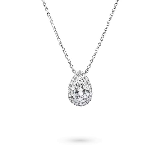 Carave Paris Pear Shaped Diamond Micropavé Pendant Necklace
