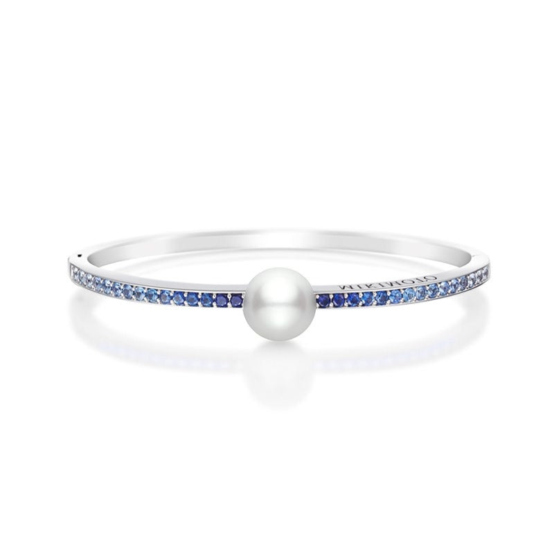 Carave Paris Pearl & Blue Sapphire Bangle Bracelet