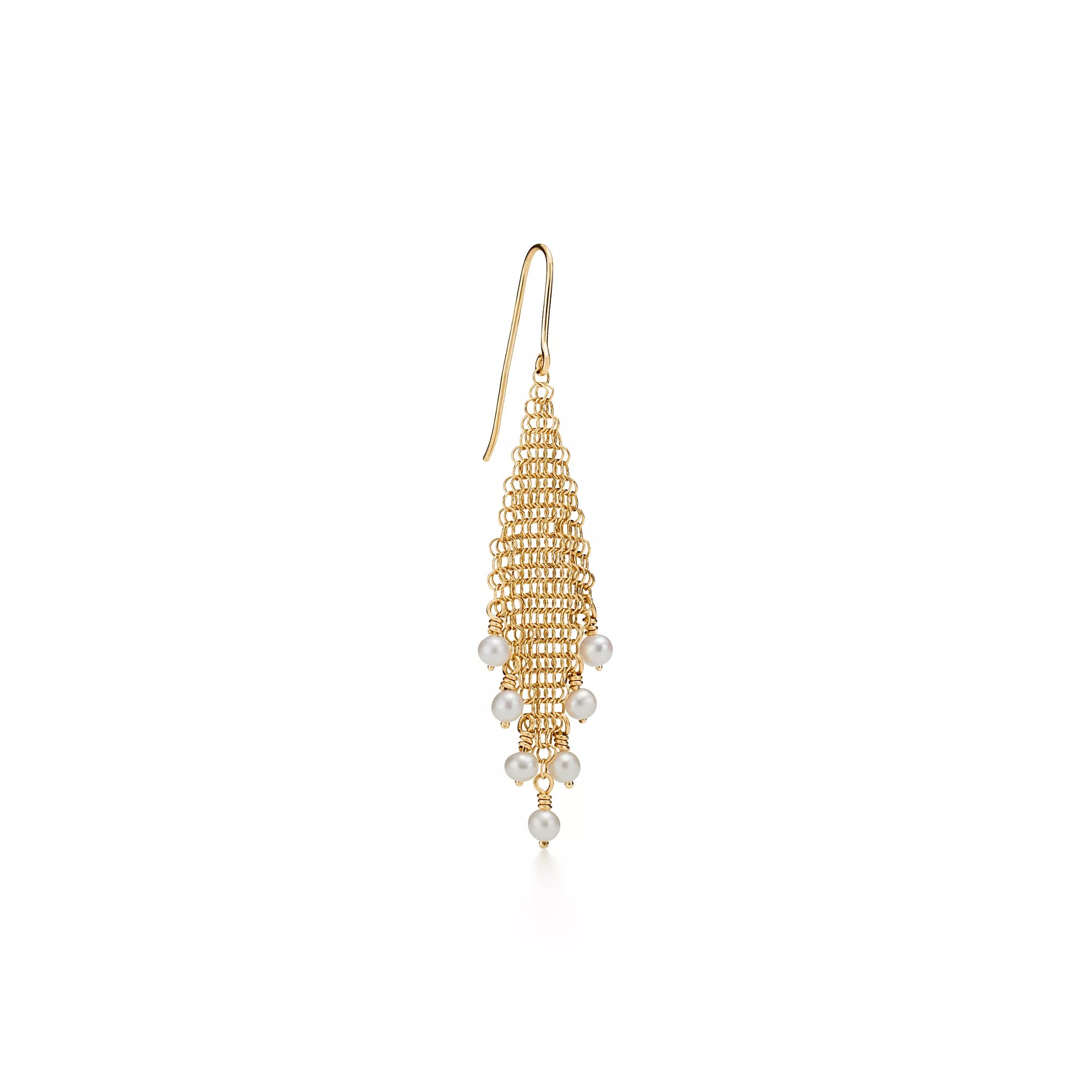 Carave Paris Pearl Cascade Chain Mesh Dangle Earring