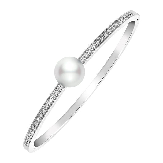 Carave Paris Pearl & Diamond Bangle Bracelet