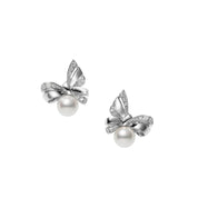 Carave Paris Pearl Ribbon Bow Earrings