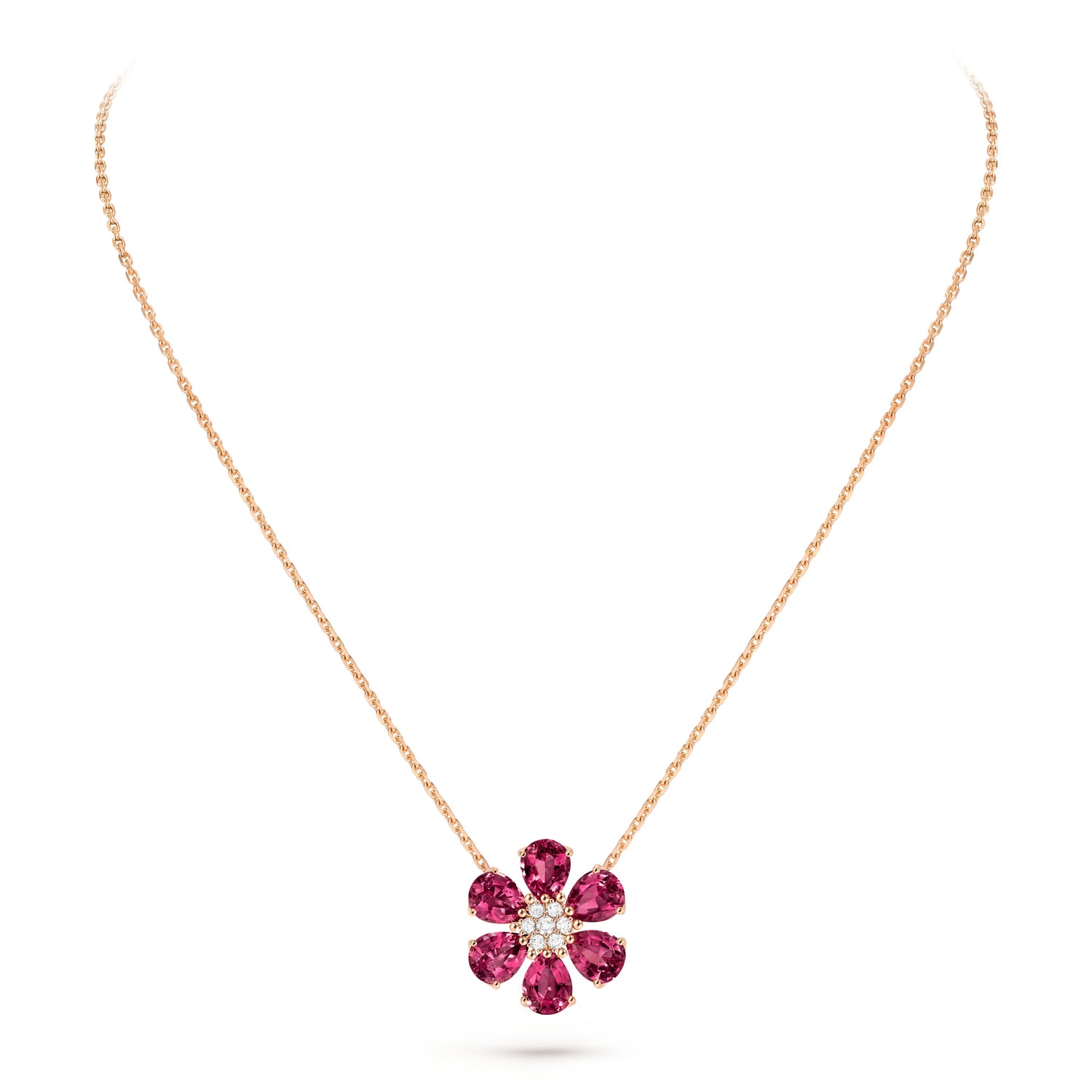 Carave Paris Pink Bloom Gemstone Flower Necklace