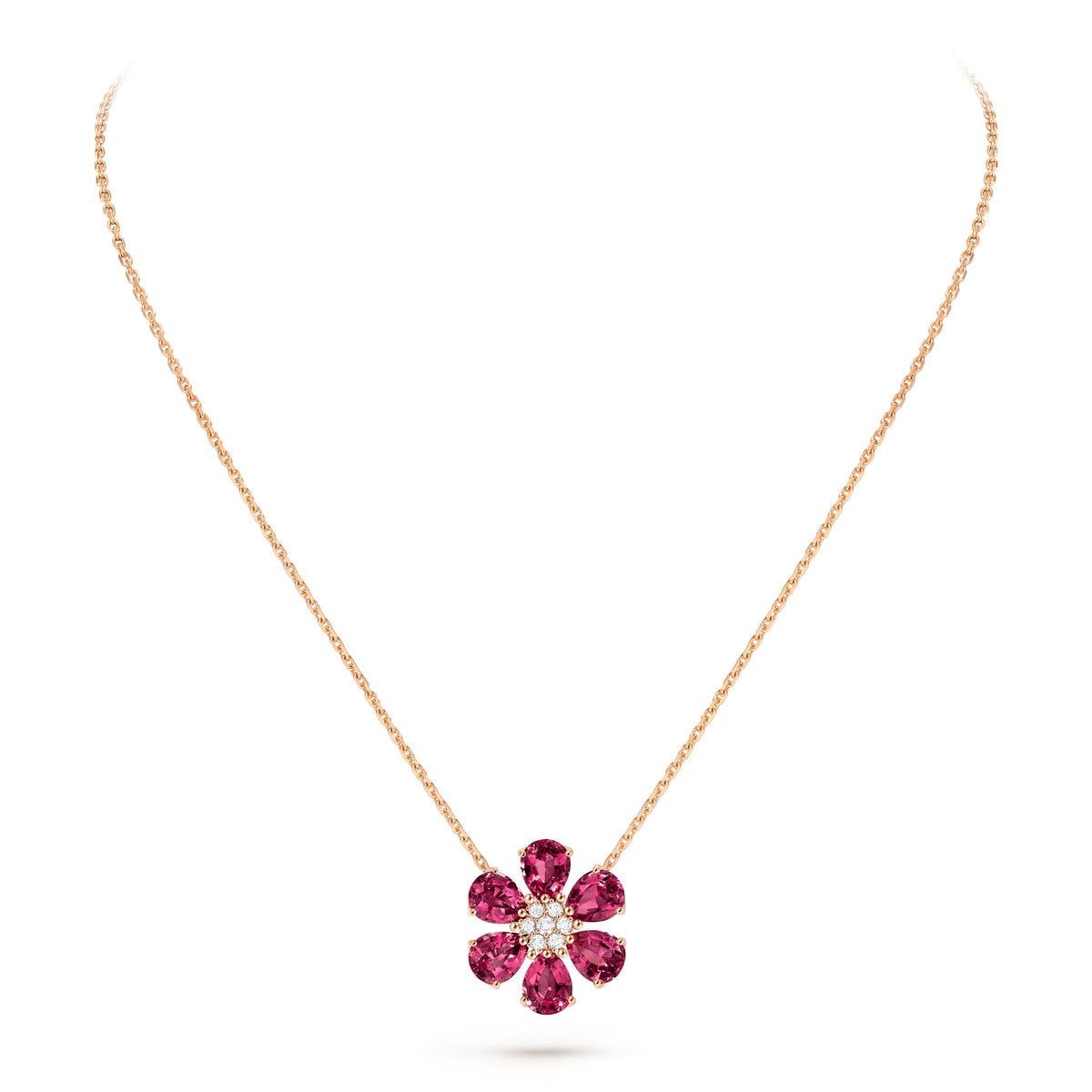 Carave Paris Pink Bloom Gemstone Flower Necklace