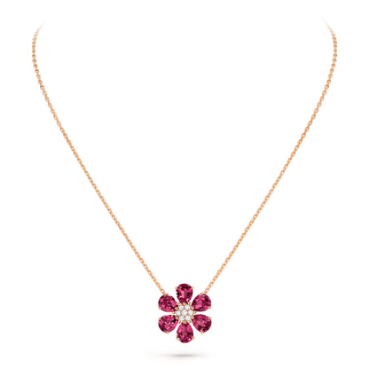 Carave Paris Pink Bloom Gemstone Flower Necklace