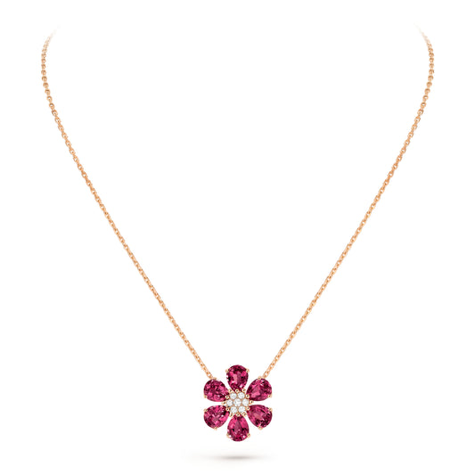 Carave Paris Pink Bloom Gemstone Flower Necklace