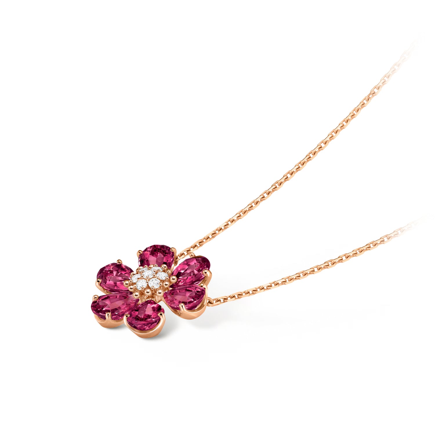 Carave Paris Pink Bloom Gemstone Flower Necklace