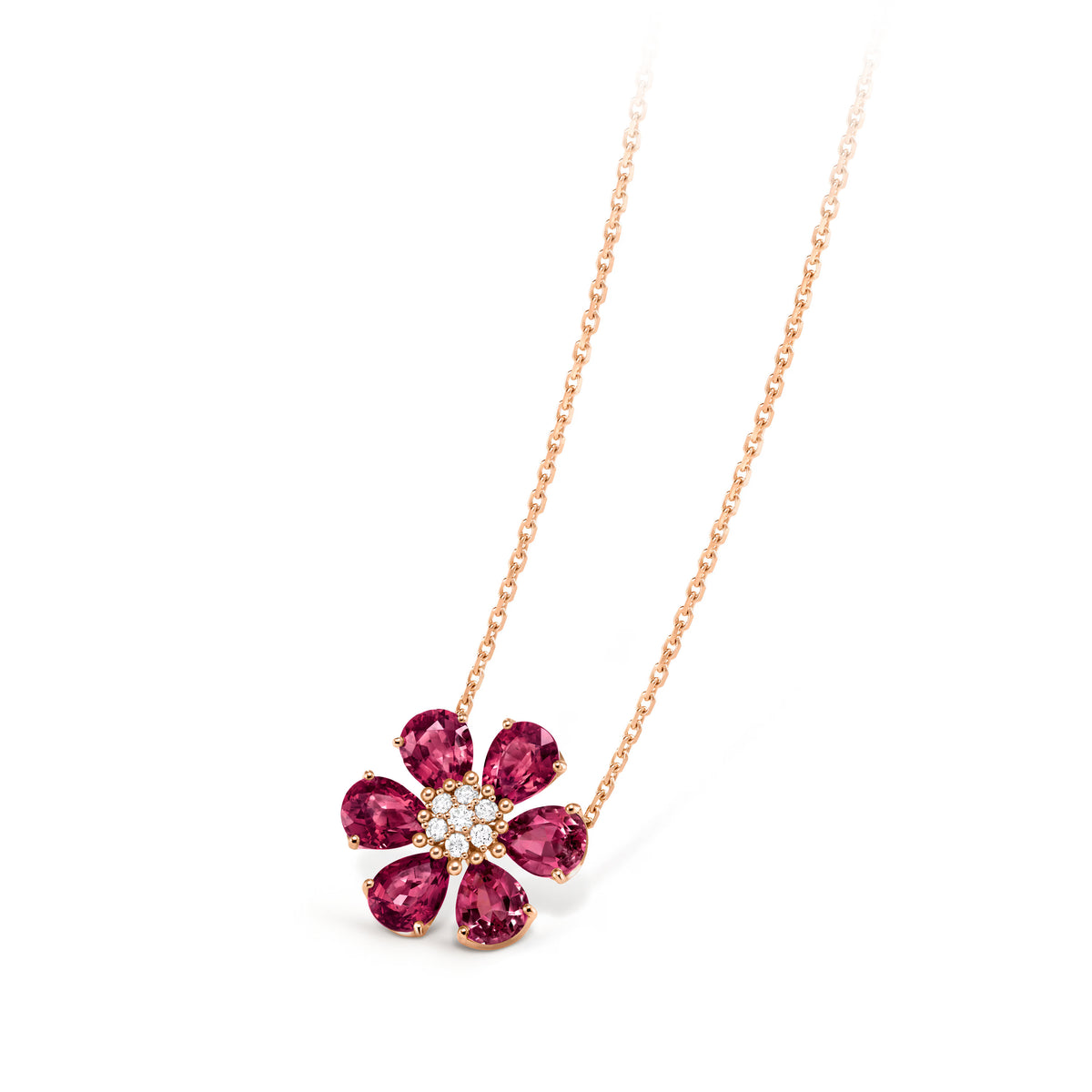 Carave Paris Pink Bloom Gemstone Flower Necklace