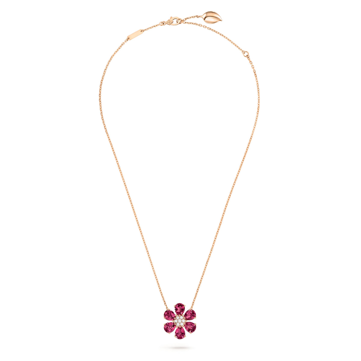 Carave Paris Pink Bloom Gemstone Flower Necklace
