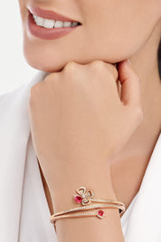Carave Paris Pink Gemstone Floral Wrap Bangle