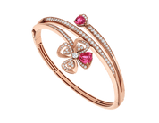 Carave Paris Pink Gemstone Floral Wrap Bangle