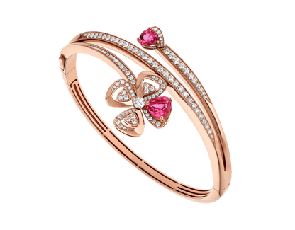 Carave Paris Pink Gemstone Floral Wrap Bangle