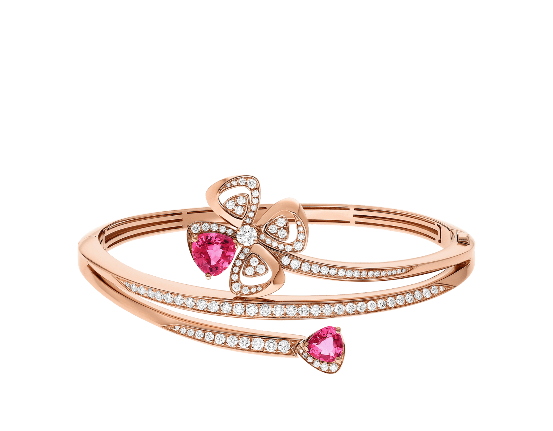Carave Paris Pink Gemstone Floral Wrap Bangle