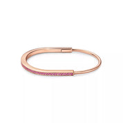 Carave Paris Pink Sapphire Rose Gold Open Hinged Bangle for Women