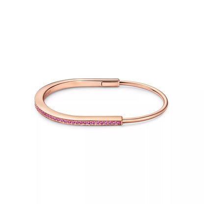 Carave Paris Pink Sapphire Rose Gold Open Hinged Bangle for Women