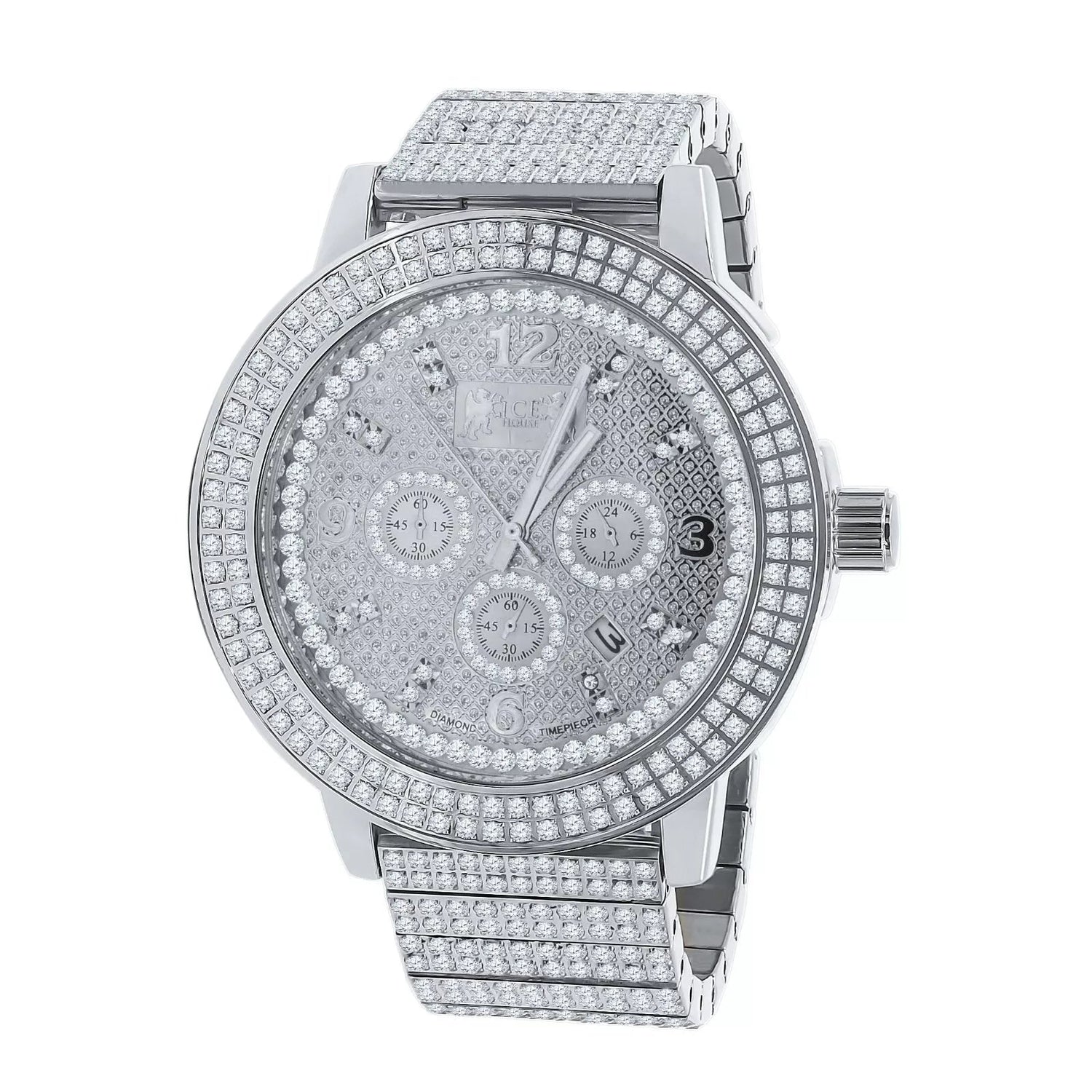 Carave Paris Platinum Iced Chronograph Watch