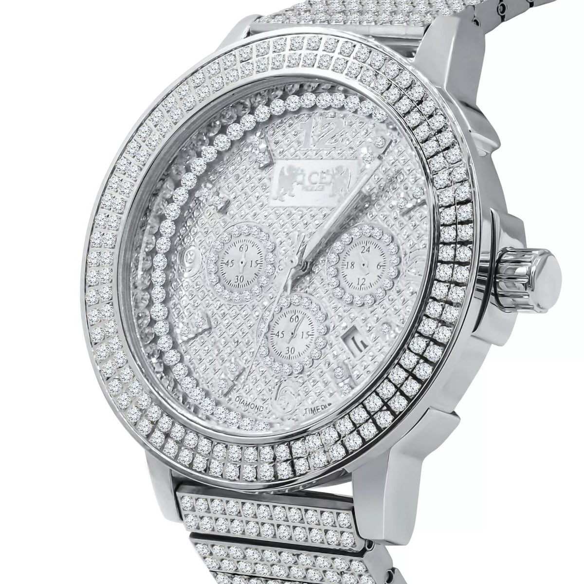 Carave Paris Platinum Iced Chronograph Watch