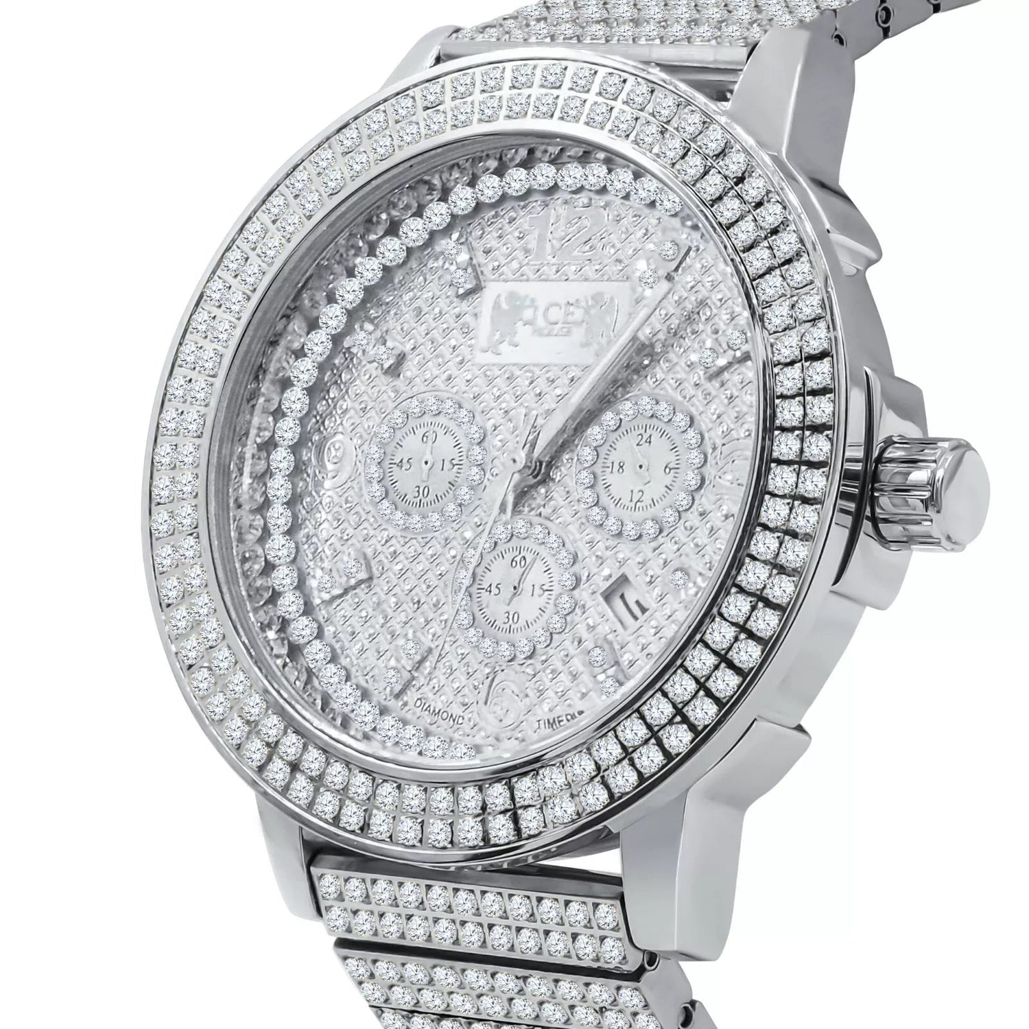 Carave Paris Platinum Iced Chronograph Watch