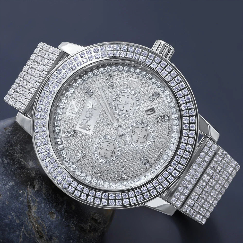 Carave Paris Platinum Iced Chronograph Watch