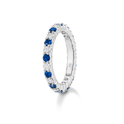 Carave Paris Prong Set Round Brilliant Sapphire and Diamond Eternity Wedding Band