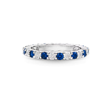 Carave Paris Prong Set Round Brilliant Sapphire and Diamond Eternity Wedding Band