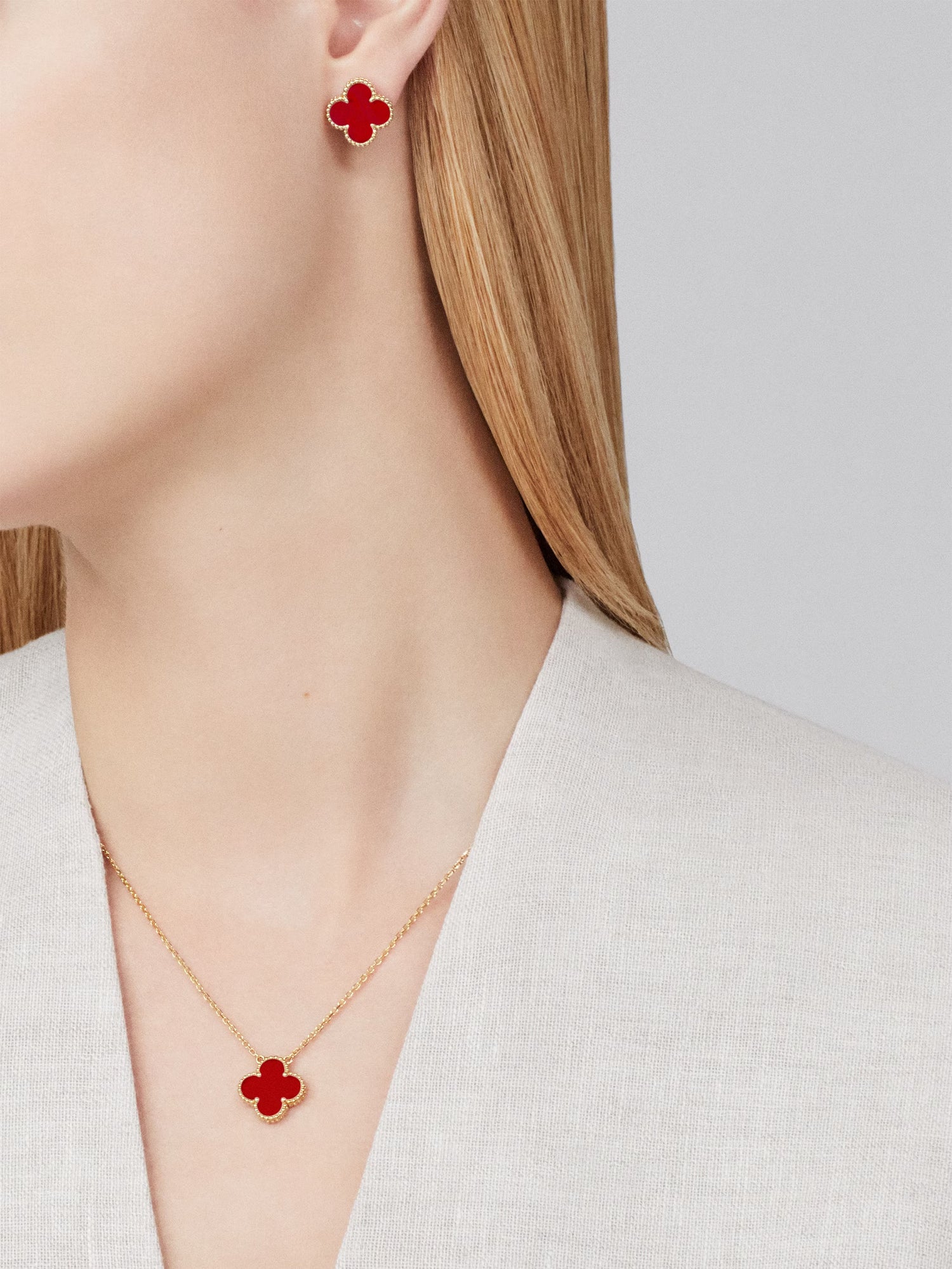 Carave Paris Red Clover Pendant Necklace