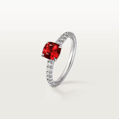 Carave Paris Red Cushion Solitaire Ring