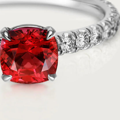 Carave Paris Red Cushion Solitaire Ring