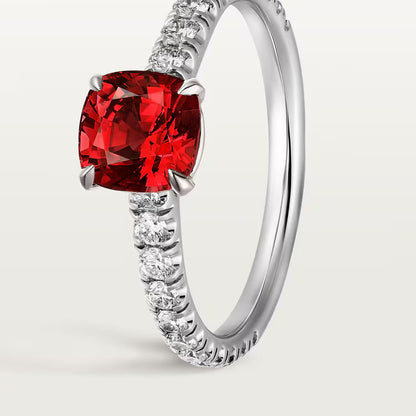 Carave Paris Red Cushion Solitaire Ring