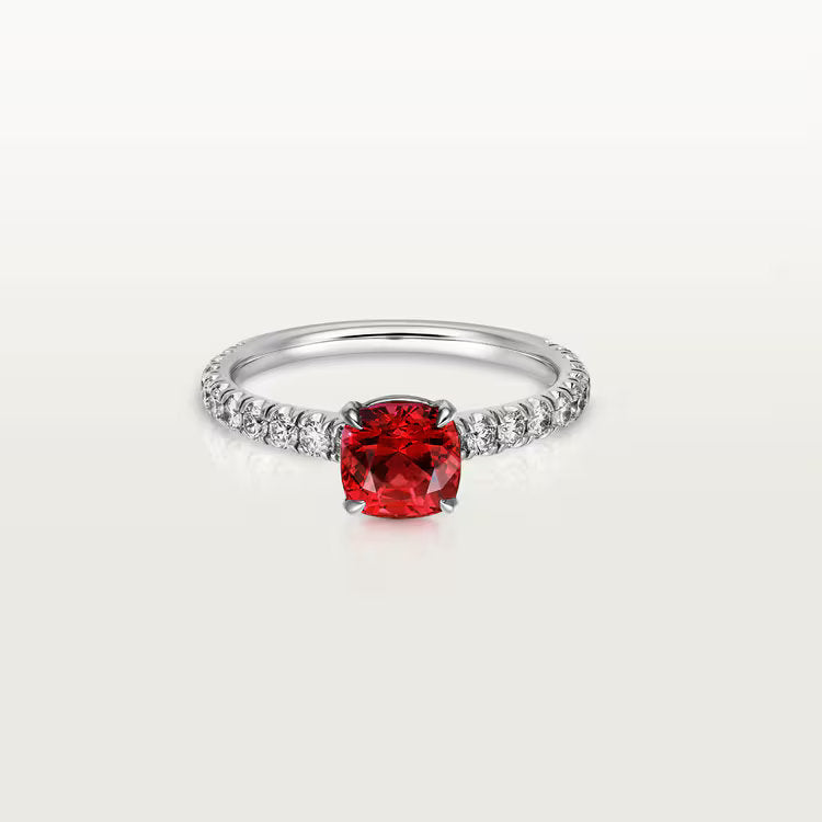 Carave Paris Red Cushion Solitaire Ring
