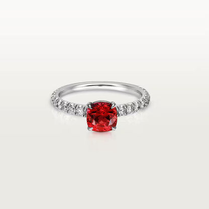 Carave Paris Red Cushion Solitaire Ring