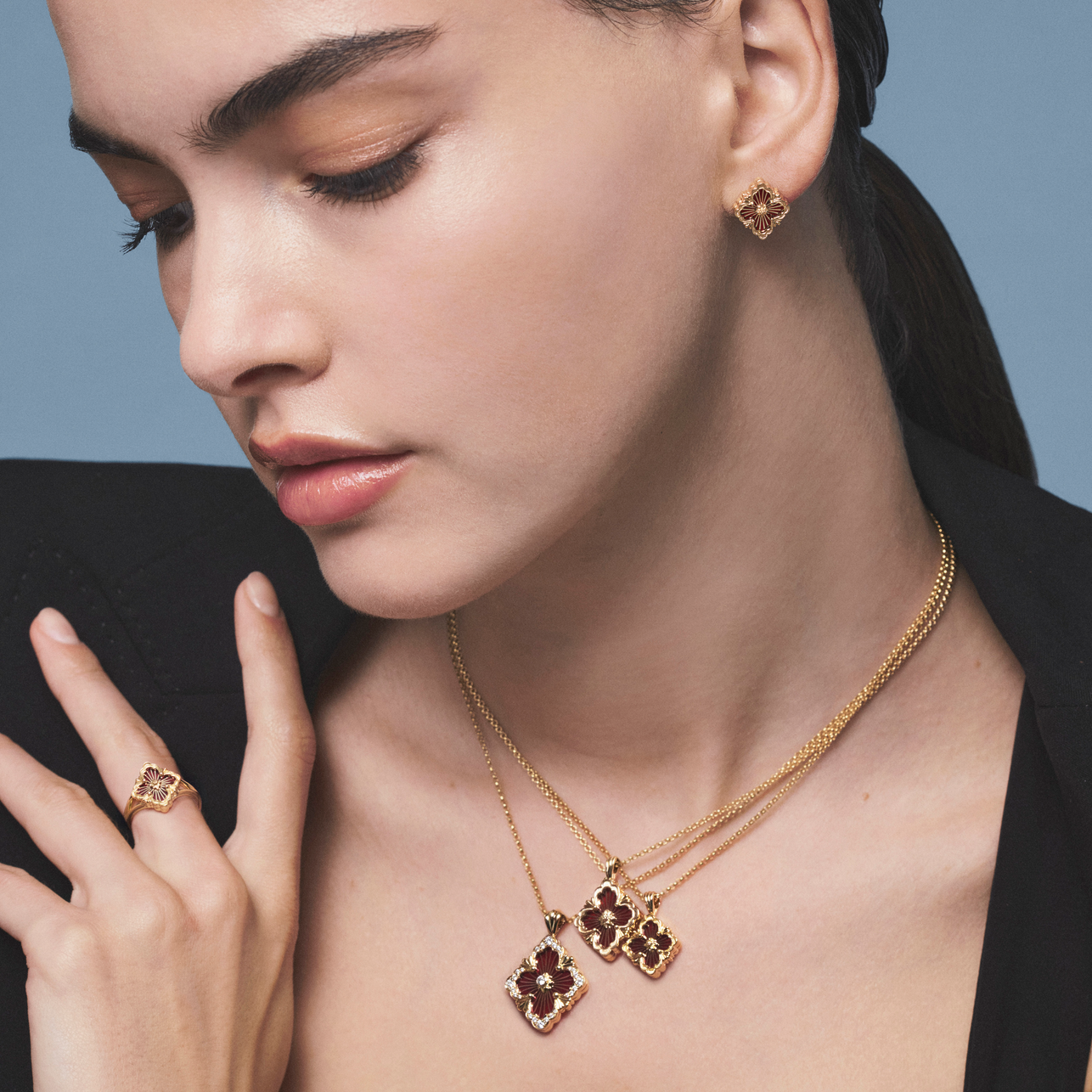 Carave Paris Red Floral Pendant Necklace