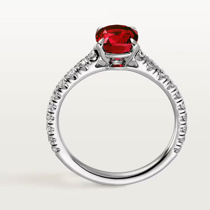 Carave Paris Red Cushion Solitaire Ring