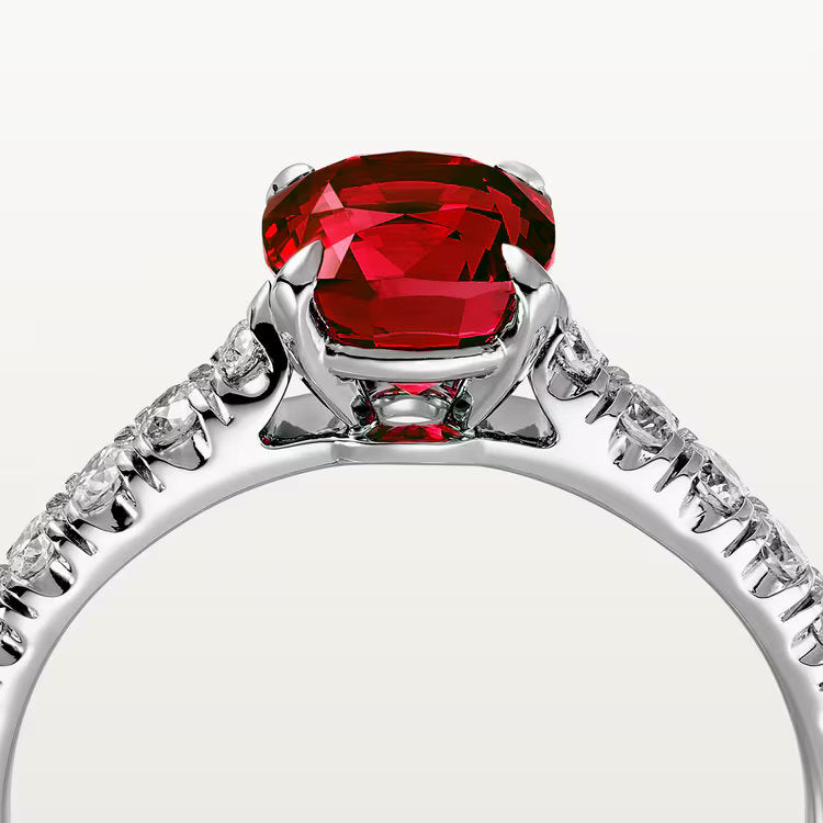 Carave Paris Red Cushion Solitaire Ring