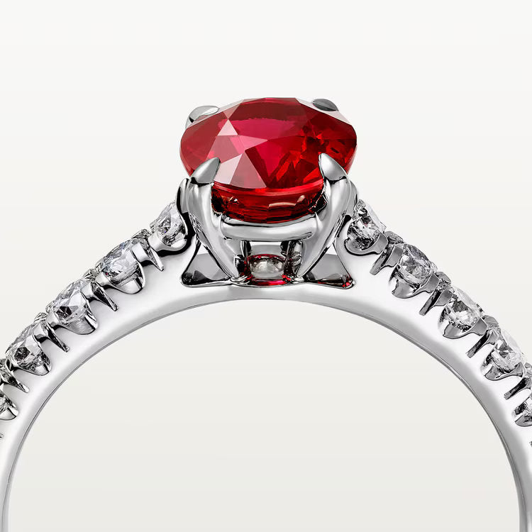 Carave Paris Red Cushion Solitaire Ring