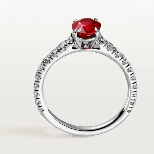 Carave Paris Red Cushion Solitaire Ring
