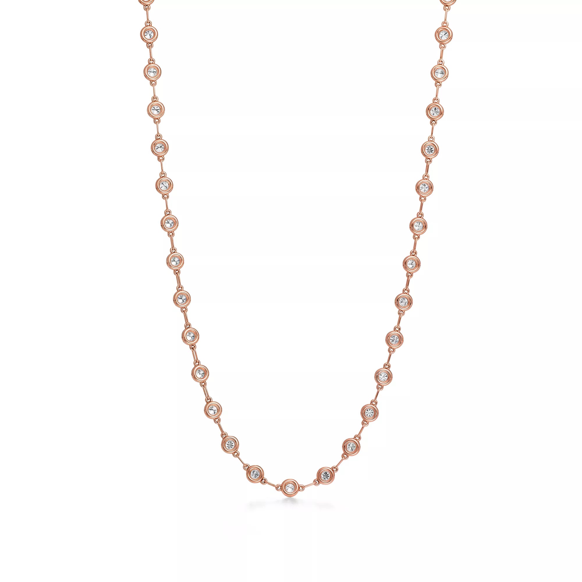 Carave Paris Rose Gold Bezel Station Diamond Necklace