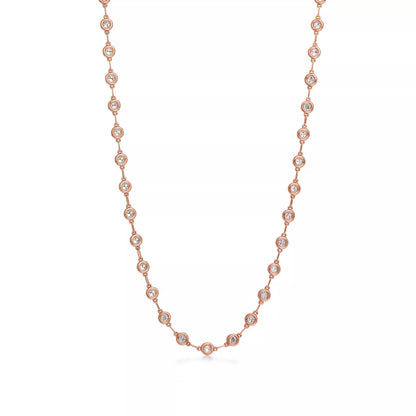 Carave Paris Rose Gold Bezel Station Diamond Necklace