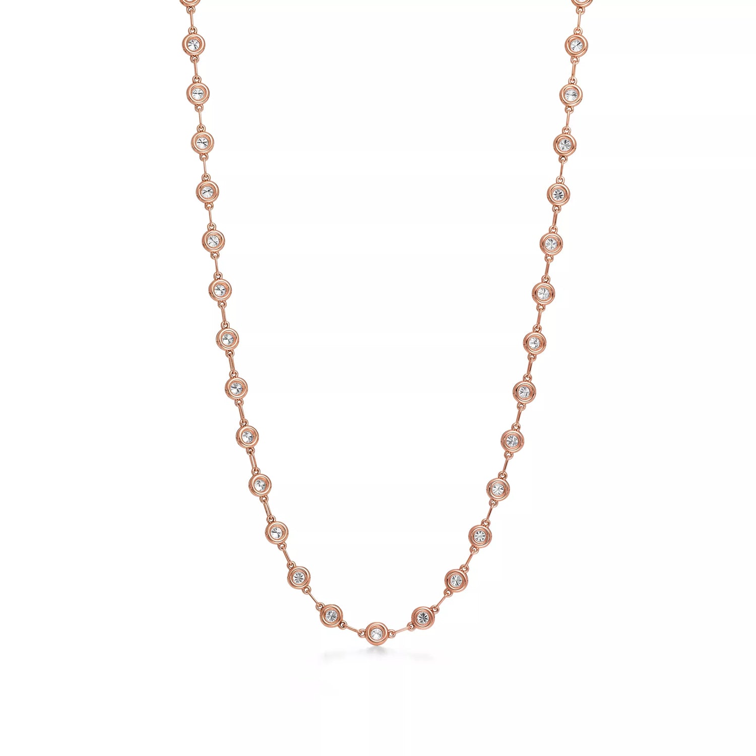 Carave Paris Rose Gold Bezel Station Diamond Necklace
