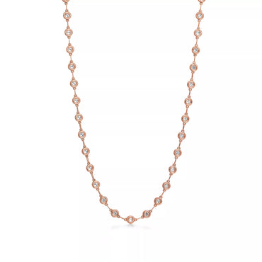 Carave Paris Rose Gold Bezel Station Diamond Necklace