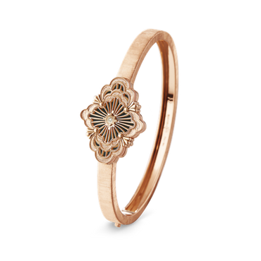 Carave Paris Rose Gold Black Enamel Floral Bangle