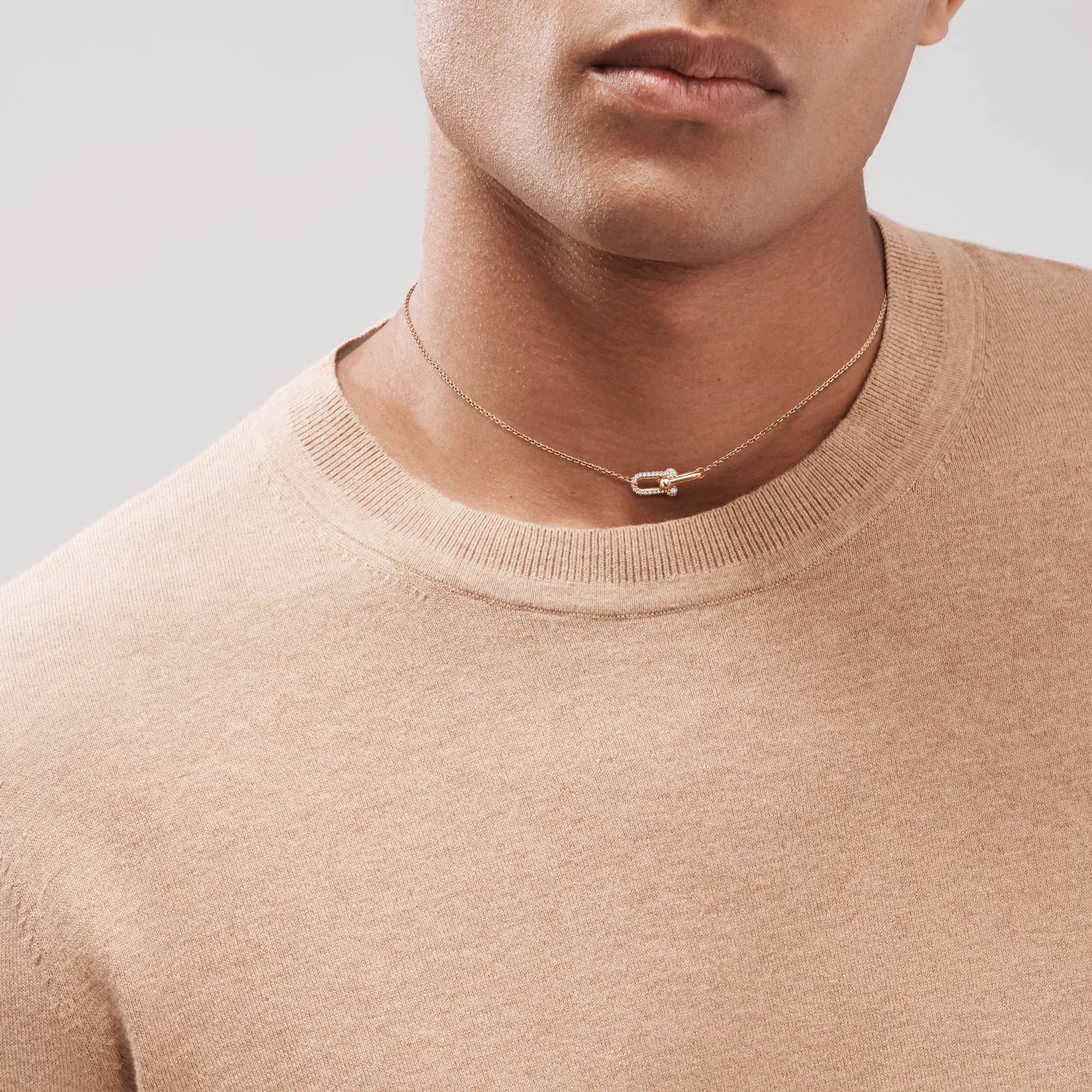 Carave Paris Rose Gold Pavé Paperclip Pendant Necklace