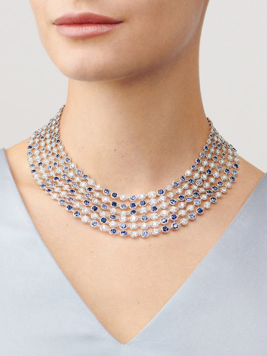 Carave Paris Royal Blue Crystal Cascade Luxury Necklace
