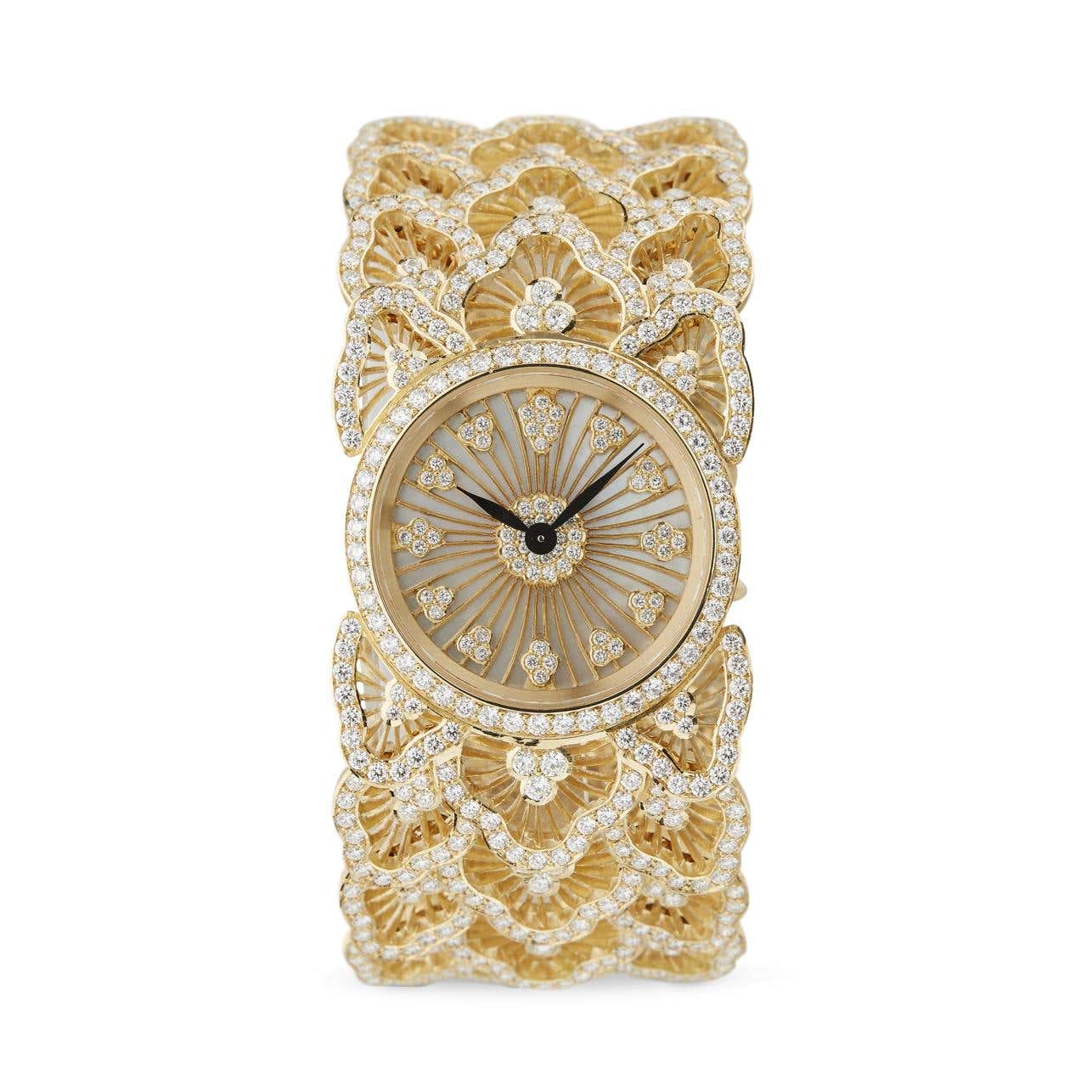 Carave Paris Royale Filigree Diamond Watch in Yellow Gold