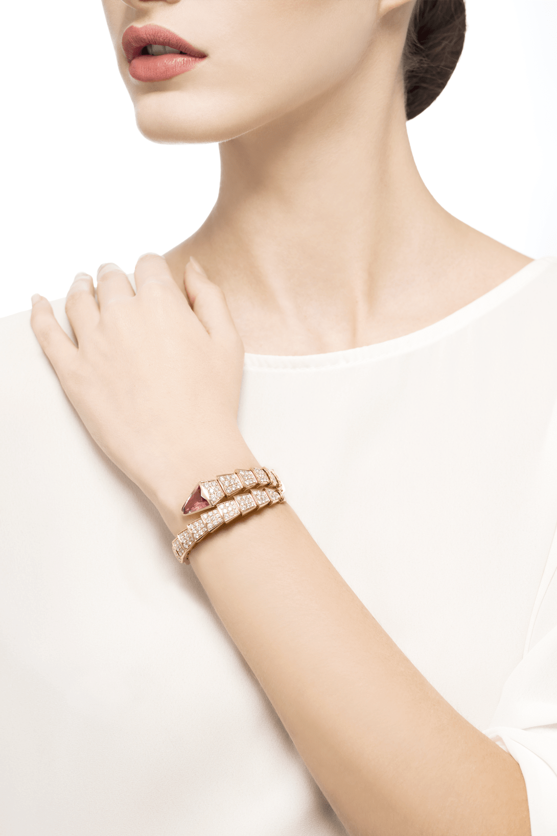 Carave Paris Rubellite Pavé Serpente Wrap Bracelet