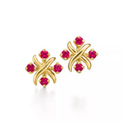 Carave Paris Ruby Crystal X Motif Stud Earrings