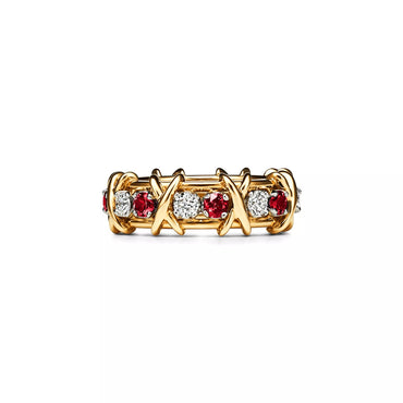 Carave Paris Ruby & Diamond Barbed Link Ring