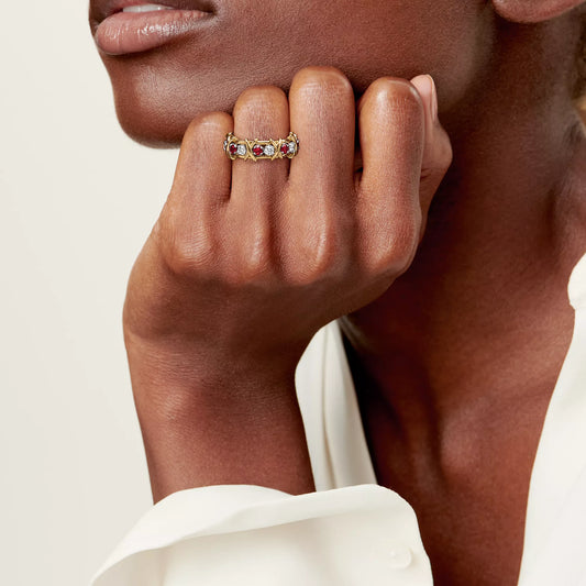Carave Paris Ruby & Diamond Barbed Link Ring